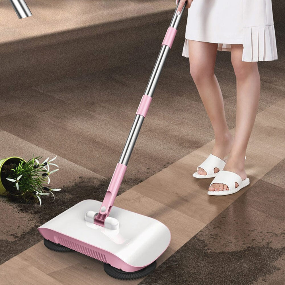 3-in-1 Hand-Push Sweeper: Broom + Dustpan + Mop All-in-One Floor Cleaning Machine