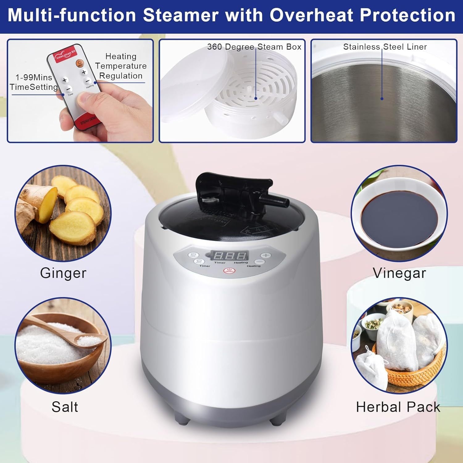 Full-Size Portable Steam Sauna – 2.6L Steamer, 9 Heat Levels, Rapid Heating (Home Spa Tent)