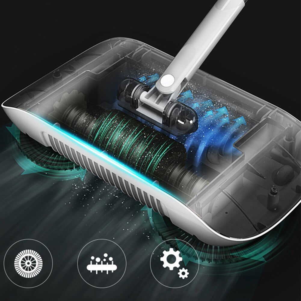 3-in-1 Hand-Push Sweeper: Broom + Dustpan + Mop All-in-One Floor Cleaning Machine