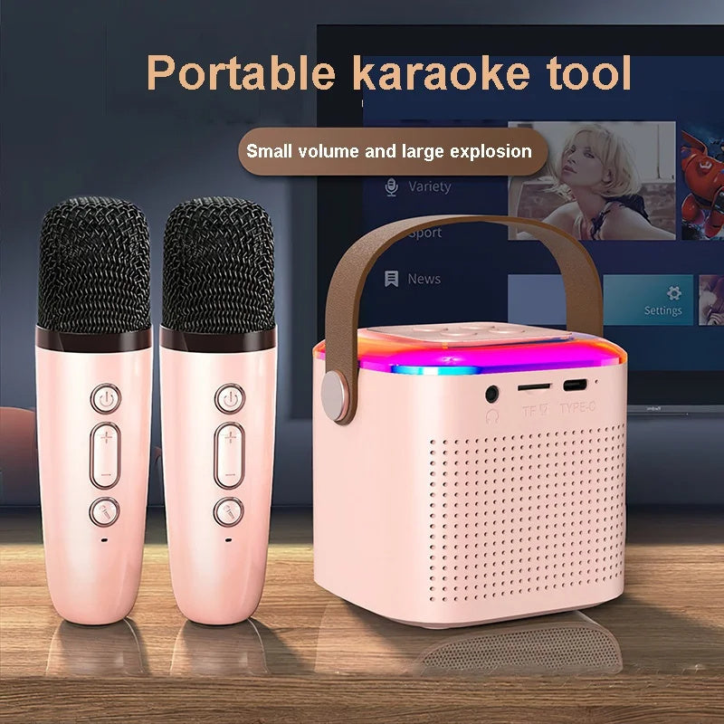 Portable Bluetooth Karaoke Machine – Dual Wireless Mics + 3D Surround Sound
