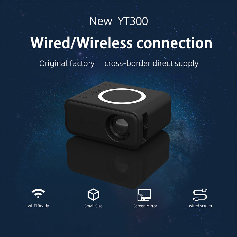 YT300 Home Portable Mini Projector – 1080p HD, Wired & Wireless