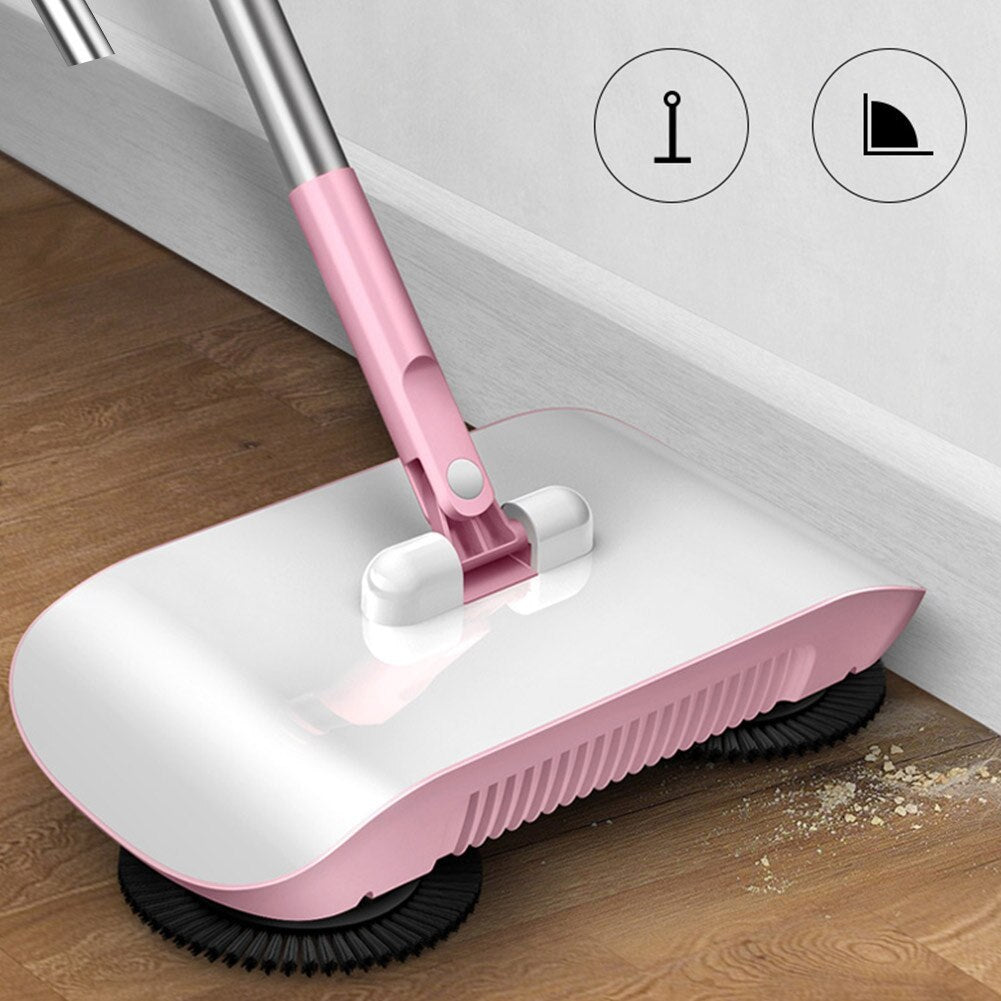 3-in-1 Hand-Push Sweeper: Broom + Dustpan + Mop All-in-One Floor Cleaning Machine